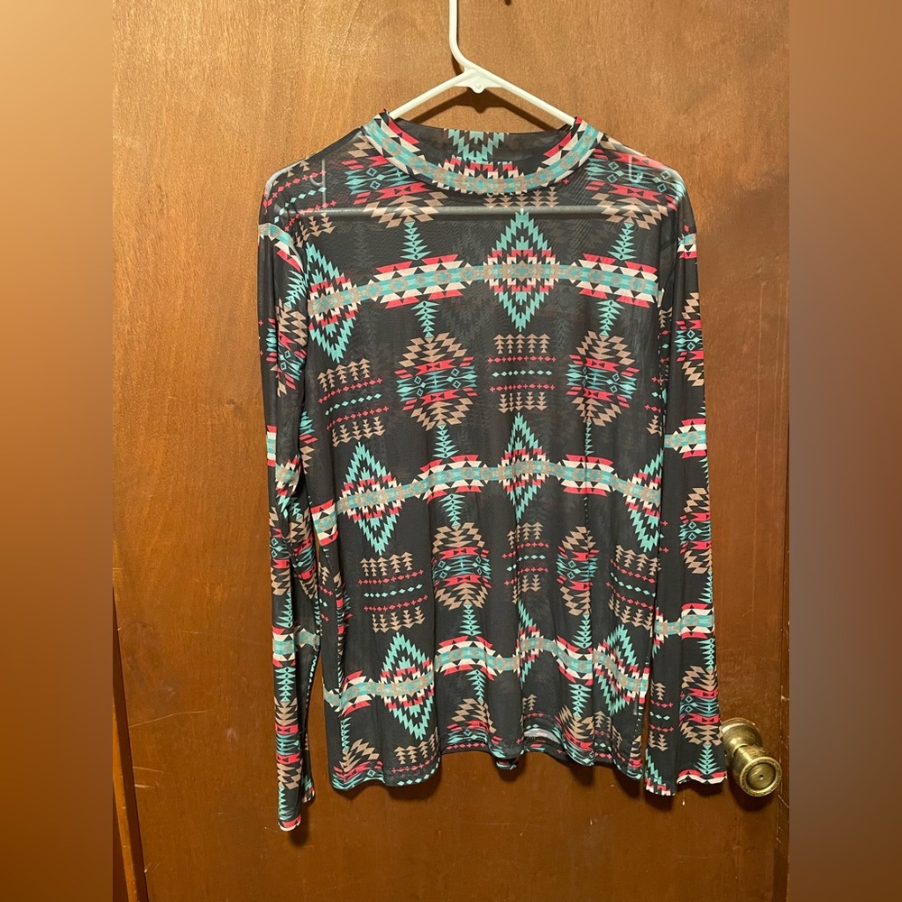 2x Western Sheer Aztec Top